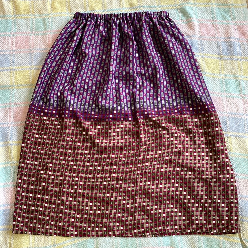 Handmade silky flower power colorblock stripe skirt S/M/L